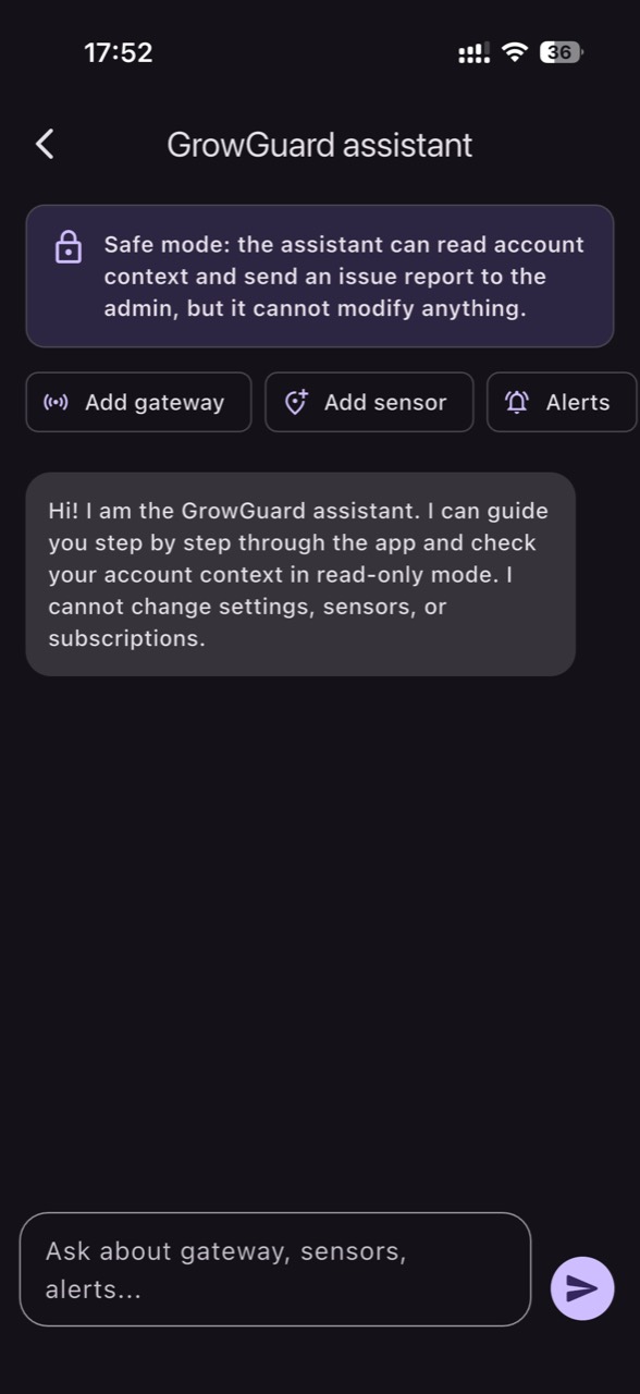 GrowGuard assistant in safe read-only mode